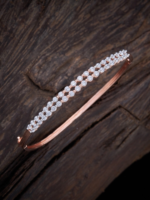 

Kushal's Fashion Jewellery Women White & Rhodium-Plated Cubic Zirconia Kada Bracelet