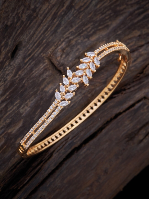 

Kushal's Fashion Jewellery Women White Cubic Zirconia Gold-Plated Kada Bracelet