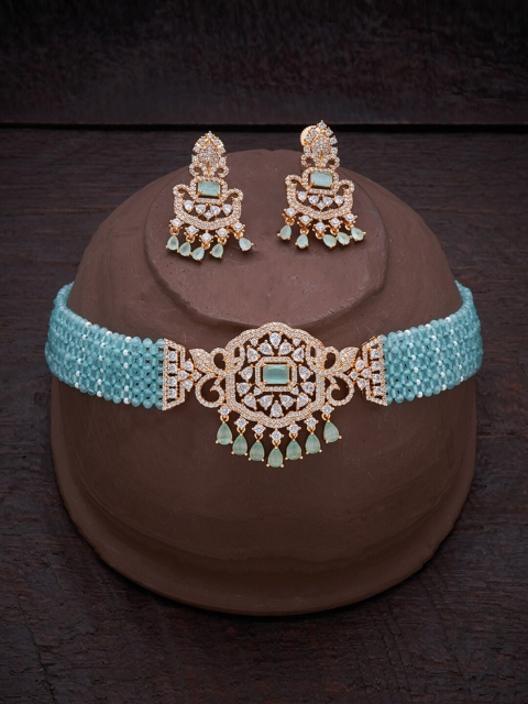 

Kushal's Fashion Jewellery Blue & Gold-Toned Gold-Plated Jewellery Set