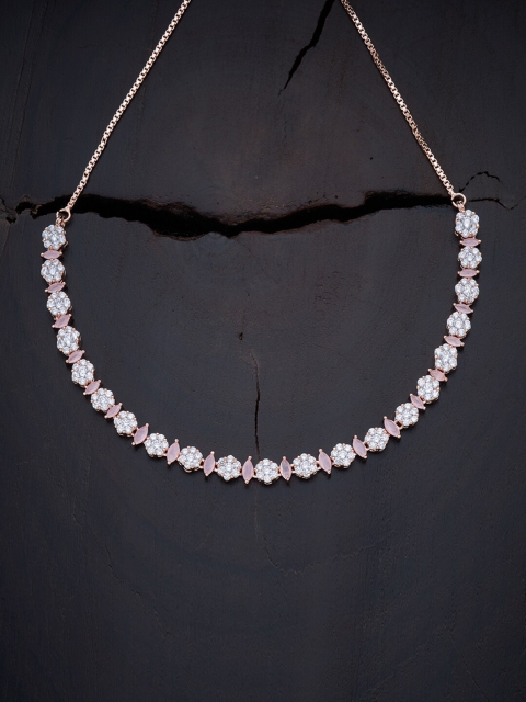 

Kushal's Fashion Jewellery Rose Gold-Plated & Pink CZ Studded Jewellery Set