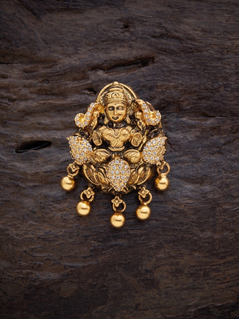 

Kushal's Fashion Jewellery Gold-Plated White Stone-Studded Pendant