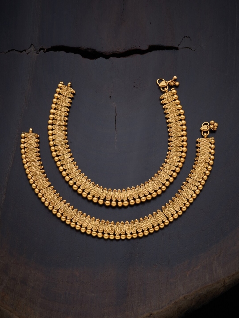 

Kushal's Fashion Jewellery Set Of 2 Gold-Plated Anklet