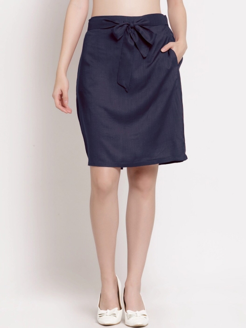 

PATRORNA Women Blue Solid Above Knee-Length A-Line Skirts