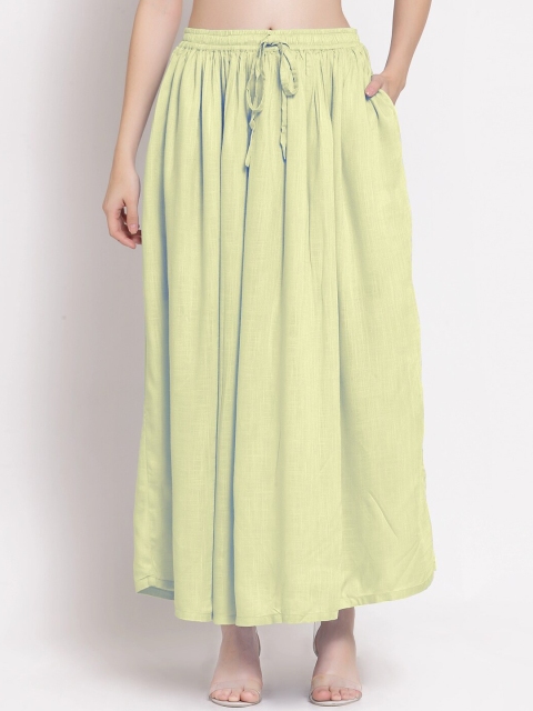 

PATRORNA Women Cream Solid Flared Skirts