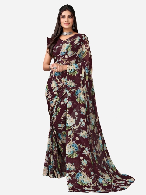 

KALINI Purple & Blue Floral Printed Saree