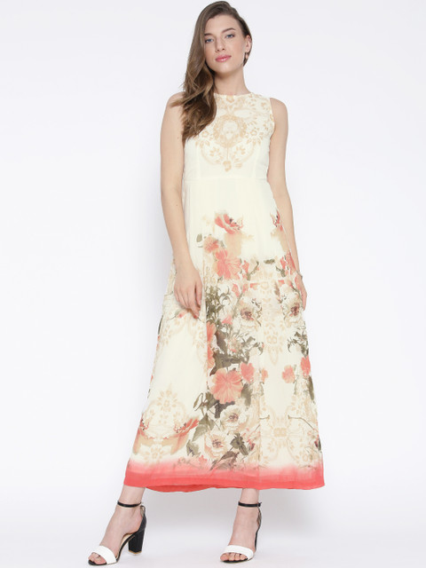 

Rain & Rainbow Women Off-White Printed Maxi Dress