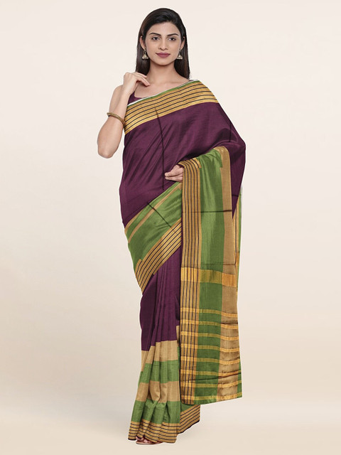 

Pothys Violet & Green Striped Saree