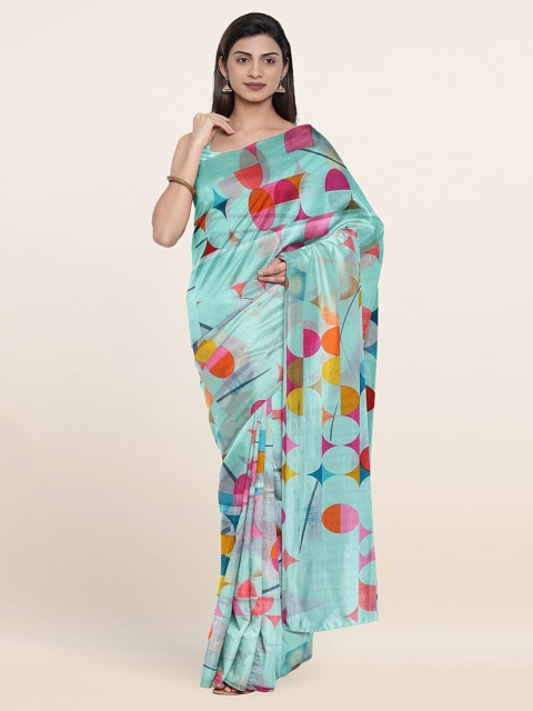 

Pothys Blue & Pink Printed Cotton Blend Saree