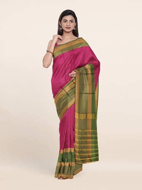 

Pothys Magenta & Green Striped Zari Saree