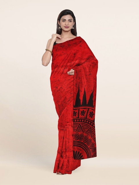 

Pothys Red & Black Ethnic Motifs Saree