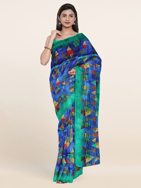 

Pothys Blue & Green Printed Saree