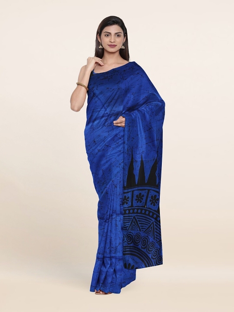 

Pothys Blue & Black Printed Saree