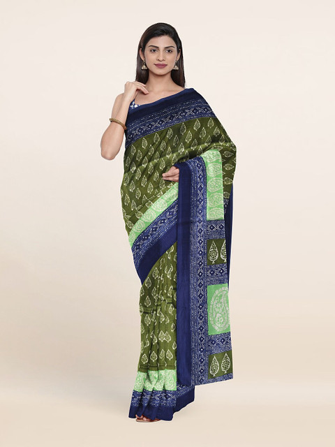 

Pothys Green & Blue Ethnic Motifs Saree