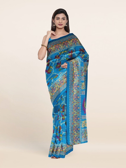 

Pothys Blue & Magenta Floral Saree
