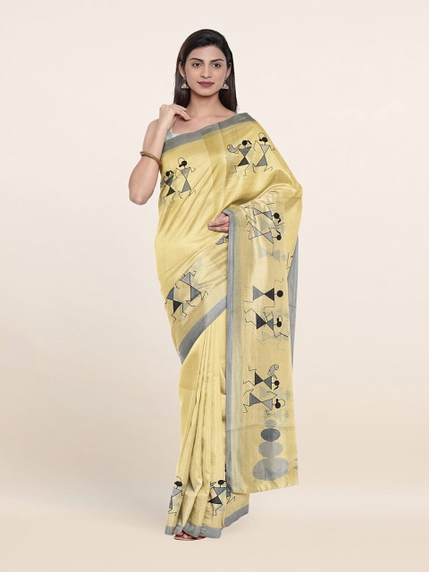

Pothys Yellow & Grey Warli Saree