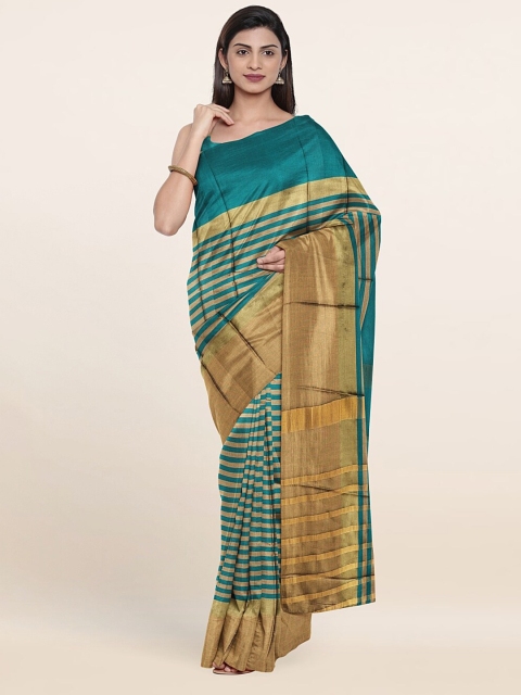 

Pothys Green & Gold-Toned Striped Saree