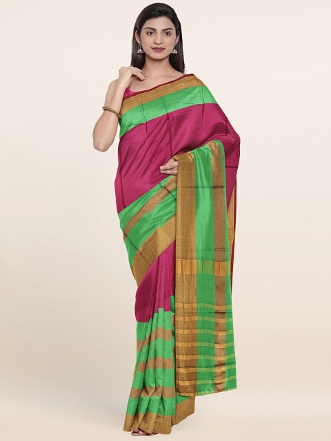 

Pothys Magenta & Green Striped Saree