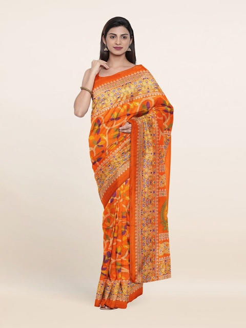 

Pothys Orange & Purple Floral Saree