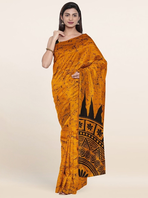 

Pothys Yellow & Black Batik Printed Saree