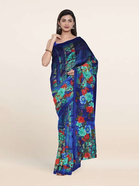 

Pothys Blue & Red Floral Print Saree