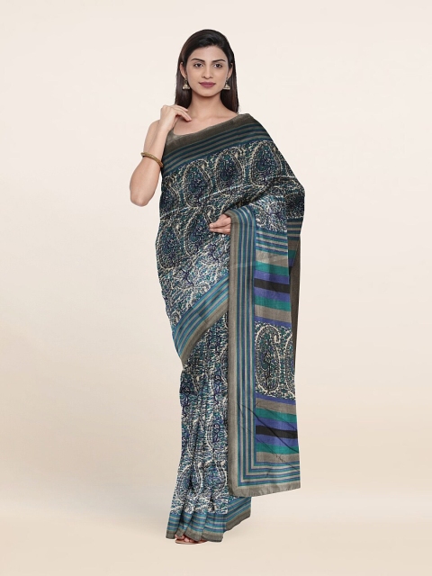 

Pothys Blue & Off White Ethnic Motifs Saree