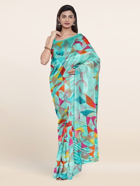 

Pothys Blue & Pink Abstract Print Saree