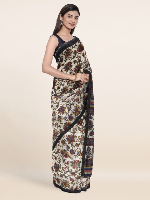 

Pothys Cream-Coloured & Red Floral Saree