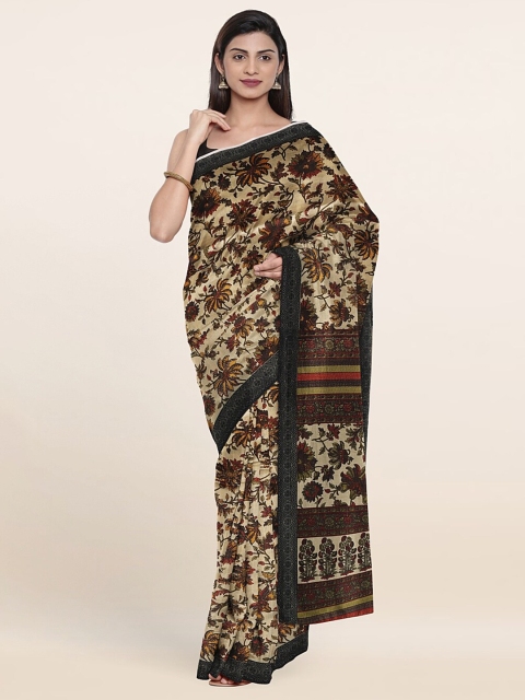 

Pothys Tan & Green Floral Zari Saree