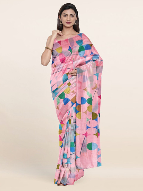 

Pothys Pink & Blue Printed Saree