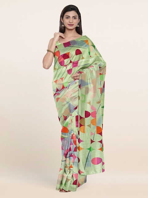 

Pothys Mint Green & Pink Printed Saree