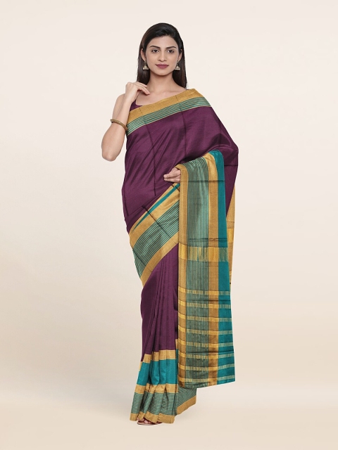 

Pothys Violet & Blue Solid Saree