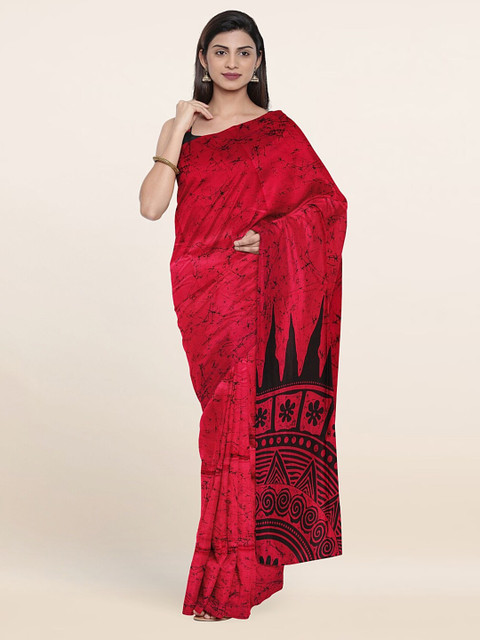 

Pothys Magenta & Black Printed Saree