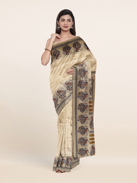 

Pothys Beige & Blue Ethnic Motifs Saree