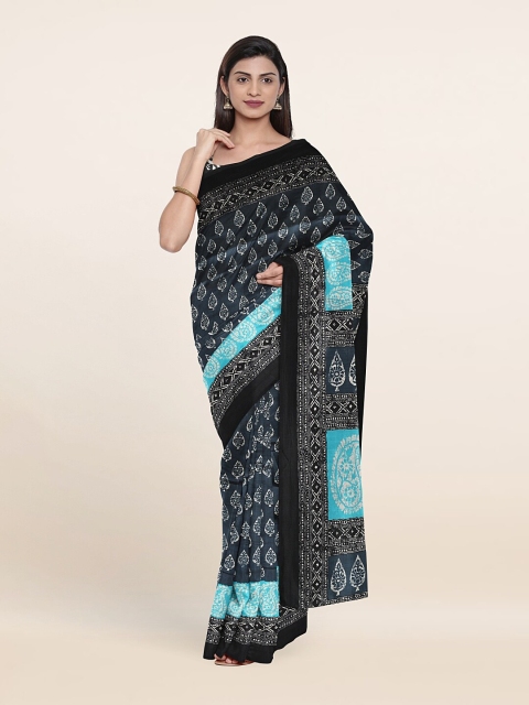 

Pothys Grey & Blue Paisley Print Saree