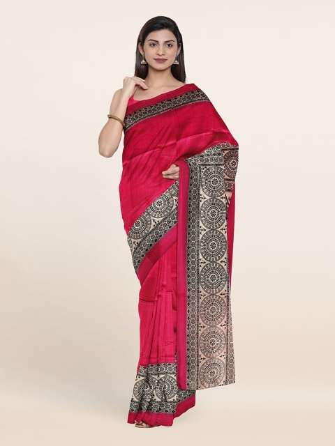 

Pothys Fuchsia Pink & Black Printed Saree