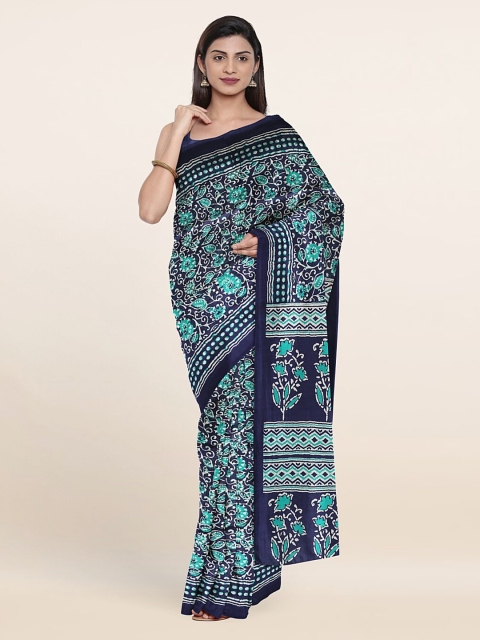 

Pothys Blue & Sea Green Floral Saree