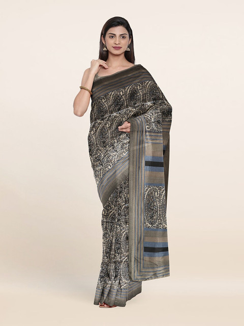 

Pothys Grey & Black Paisley Saree