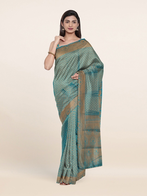 

Pothys Blue & Golden Ethnic Motifs Art Silk Saree