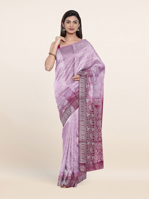 

Pothys Lavender & Silver-Toned Floral Zari Art Silk Saree