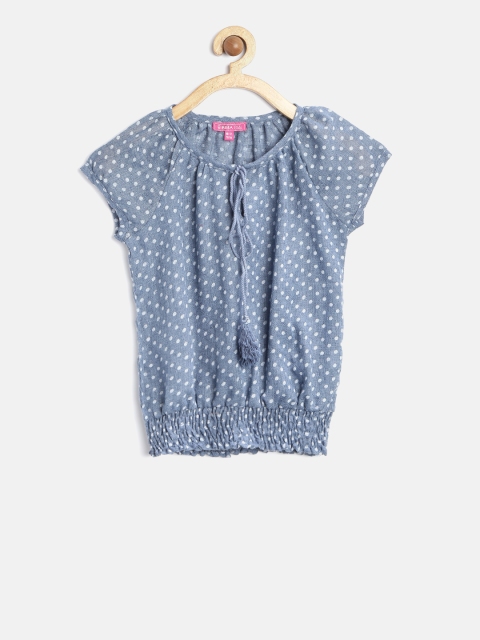 

Biba Girls Blue Polka Dot Print Blouson Top