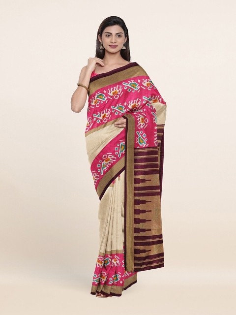 

Pothys Pink & Beige Ethnic Motifs Saree