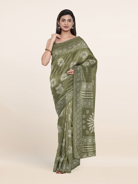 

Pothys Green & White Floral Saree