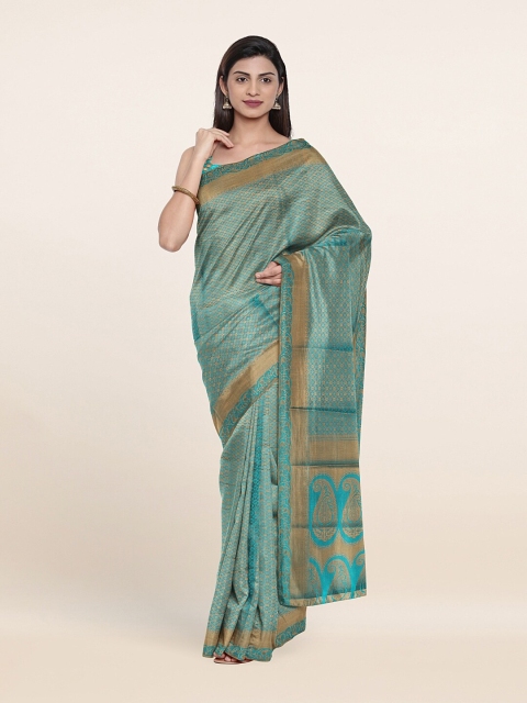 

Pothys Blue & Golden Ethnic Motifs Art Silk Saree