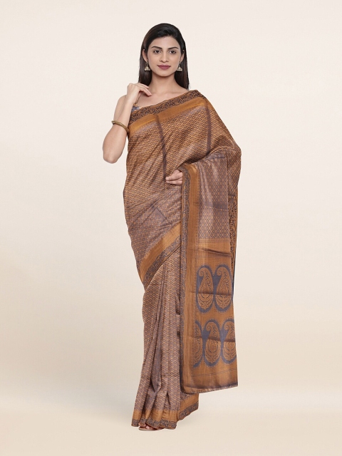 

Pothys Grey & Gold-Toned Woven Design Zari Art Silk Saree