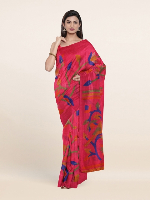 

Pothys Pink & Green Floral Printed Saree