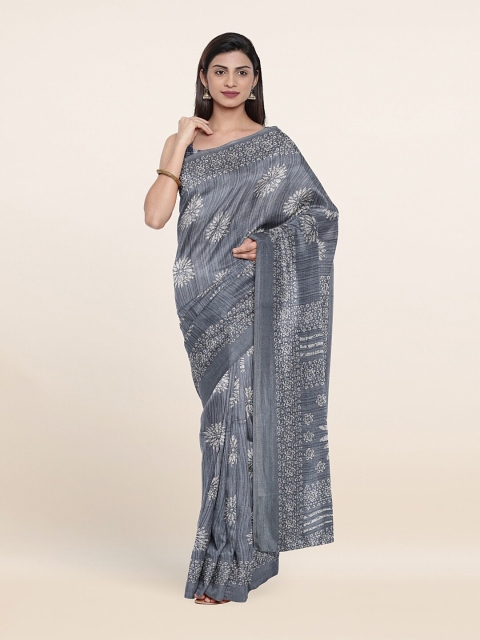 

Pothys Grey & White Floral Saree