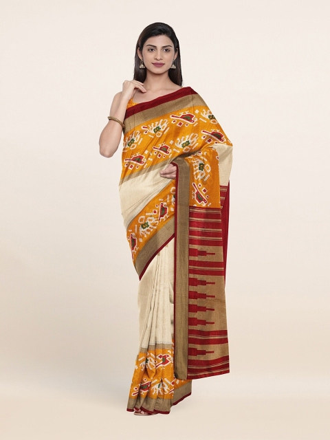 

Pothys Yellow & Red Ethnic Motifs Saree