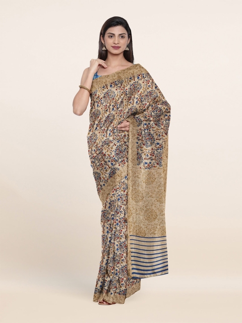 

Pothys Beige & Blue Ethnic Motifs Saree
