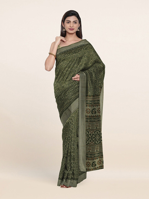 

Pothys Green Ethnic Motifs Cotton Blend Saree