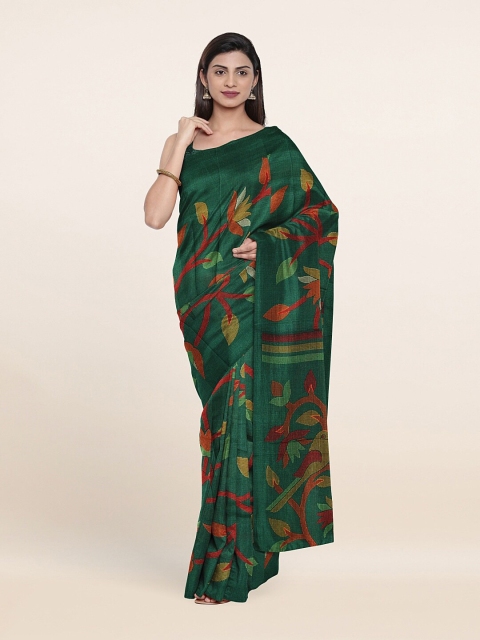 

Pothys Green & Red Floral Saree